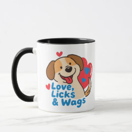 Love, Licks & Wags Happy Smiling Dog Lover Coffee  Mok