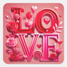 LOVE - Liefde voor Valentijnsdag Vierkante Sticker