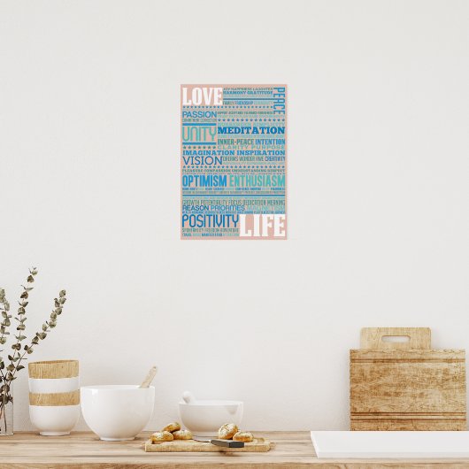 'Love Life' - Kunstontwerp inspireren en motiveren Poster (Keuken)