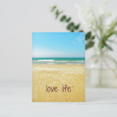 Love Life Quote met strandscène Briefkaart (Staand voorkant)