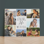 Love Life with You 7 Photo Collage | Blanc<br><div class="desc">Style photo collage faux toile que vous pouvez personnaliser avec 7 de vos photos préférées. Ce design chic en noir et blanc est écrit avec les mots "aimer la vie avec vous" dans l'élégant script manuscrit et la typographie de police maigre. Le modèle photo est configuré pour vous permettre d'ajouter...</div>