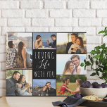 Love Life with You 7 Photo Collage | Noir<br><div class="desc">Style photo collage faux toile que vous pouvez personnaliser avec 7 de vos photos préférées. Ce design chic en noir et blanc est écrit avec les mots "aimer la vie avec vous" dans l'élégant script manuscrit et la typographie de police maigre. Le modèle photo est configuré pour vous permettre d'ajouter...</div>