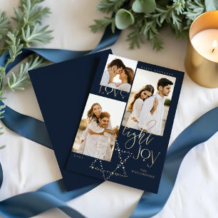 Love Light Joy Star David Hanukkah Photo Collage Feestdagenkaart