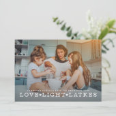 Love Light Latkes Hanukkah-foto Feestdagenkaart (Staand voorkant)