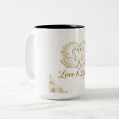 Love & Light Mug - Gold Swans Heart Design | 15 oz (Devant gauche)