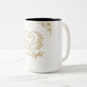 Love & Light Mug - Gold Swans Heart Design | 15 oz (Devant droit)