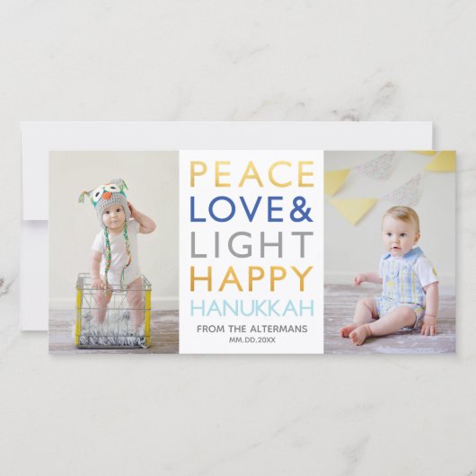 Love & Light Typography Hanoukka Carte photo (Devant)