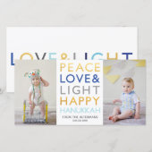 Love & Light Typography Hanoukka Carte photo (Devant / Derrière)