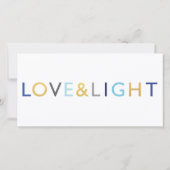Love & Light Typography Hanoukka Carte photo (Dos)