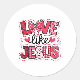 Love Like Jesus Coquette Strik Valentijn _1 Ronde Sticker