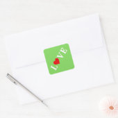 LOVE Lime Green Modern Vierkante Sticker (Envelop)