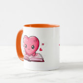 Love & Literature Mug – Cute Heart Reading Mug (Devant gauche)