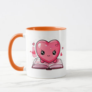 Love & Literature Mug – Cute Heart Reading Mug Mok