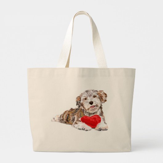 Love Little Dog with Heart Canvas tas - Romantic (Achterkant)