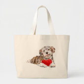 Love Little Dog with Heart Canvas tas - Romantic (Voorkant)