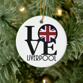 LOVE Liverpool England (VK-vlag) Keramisch Ornament