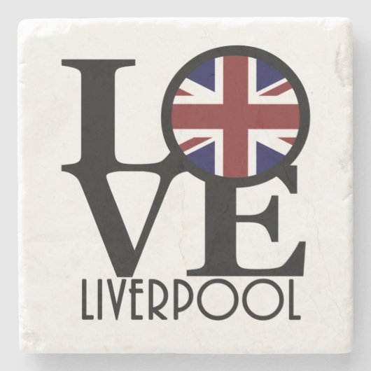 LOVE Liverpool Vlag Stenen Onderzetter (Voorkant)