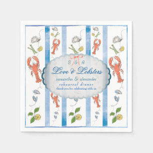 Love & Lobster Red Bow bruiloft repetitie diner Servet
