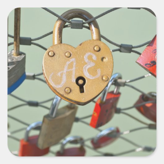 Love Lock Vierkante Sticker (Voorkant)