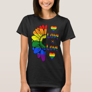 Love Love Rainbow Sunflower Lgbt Gay Lesbian Pr T-shirt