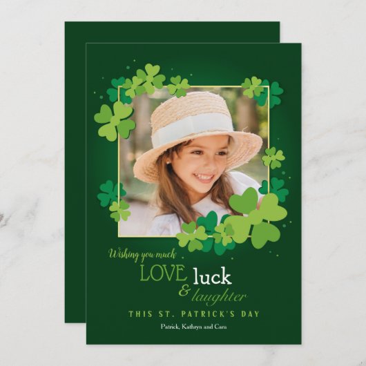Love Luck en Laughter St. Patrick's Day Card Feestdagenkaart (Voorkant / Achterkant)