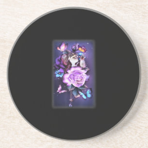 Love Magical Chihuahua Paarse Rozen Flower Zandsteen Onderzetter
