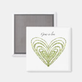 Love Magnet with green hart Magneet (Voorkant / Achterkant)