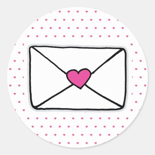 Love Mail Heart Envelope Snail Mail Ronde Sticker (Voorkant)