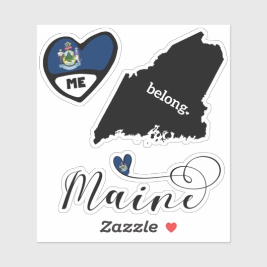 Love Maine, 3 Design, Die Cut Stickers (Vel)