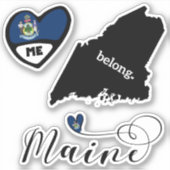 Love Maine, 3 Designs, Die Cut Stickers (Devant)