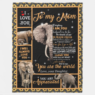 Love Mam Brief aan mijn moeder Je bent de wereld Fleece Deken