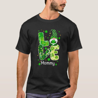 Love mama Gnome Lover Leopard Shamrock St Patrick T-shirt