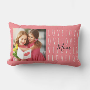 Love mama Quote Coral Pink Family Foto Kussen