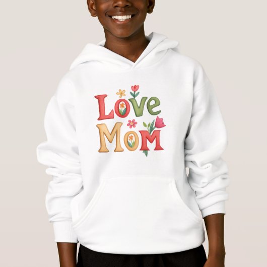 Love Maman Texte avec Fleurs (Devant)