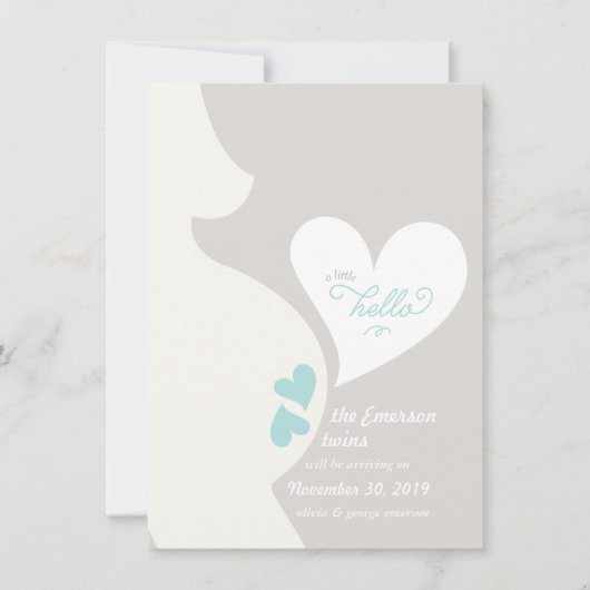 Love Maman's Tummy Twins Pregnancy Faire-part (Devant)