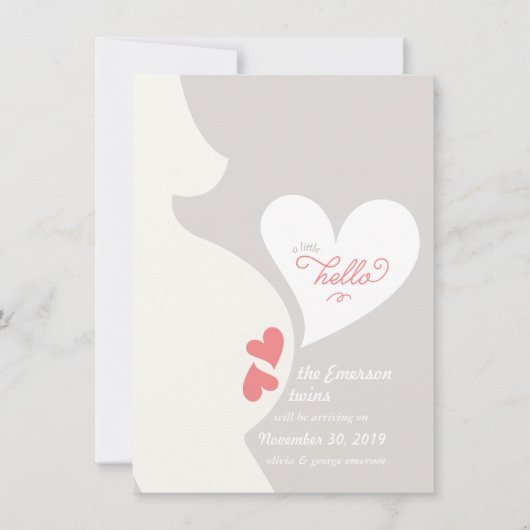 Love Maman's Tummy Twins Pregnancy Faire-part (Devant)