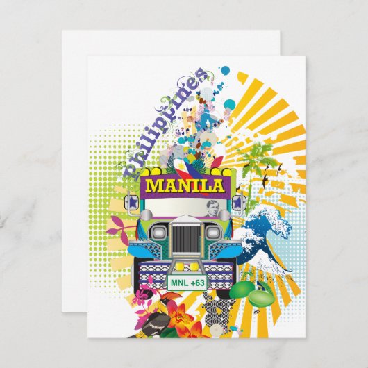 Love Manila, Philippines Invitations (Devant / Derrière)