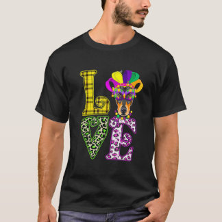 Love Mardi Gras Doberman Dog Dad Dog mama T-shirt