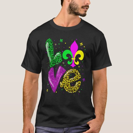 Love Mardi Gras Fleur De Lis Leopard New Orleans G T-shirt (Voorkant)