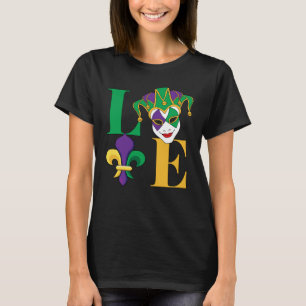 Love Mardi Gras Jester Fleur-de-Lis T-shirt
