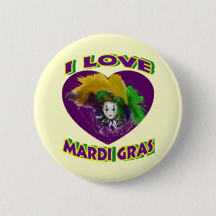 Love Mardi Gras Ronde Button 5,7 Cm
