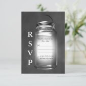 Love Mason Jars on Chalkboard RSVP (Staand voorkant)