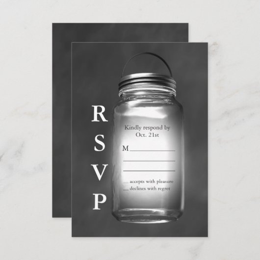 Love Mason Jars sur Chalkboard RSVP (Devant / Derrière)