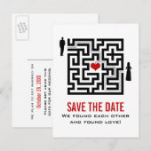 Love Maze Save the Date Briefkaart (Voorkant / Achterkant)