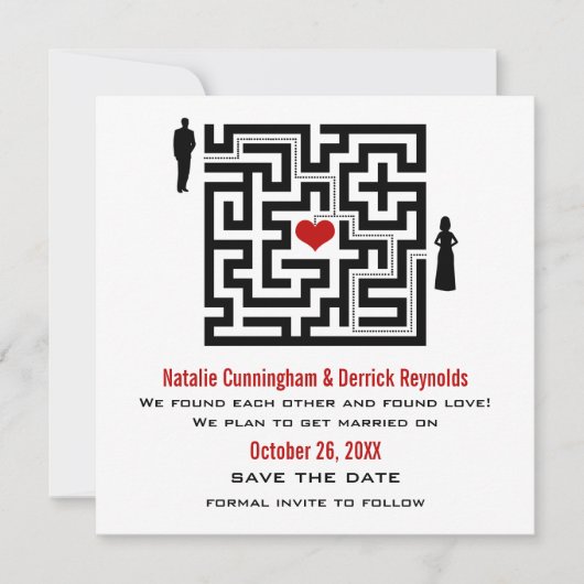 Love Maze Save the Date Invite (Voorkant)