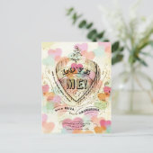 Love Me Candy Hearts Valentine Carte postale (Debout devant)