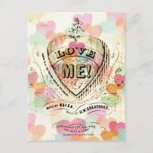 Love Me Candy Hearts Valentine Carte postale