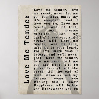 Love Me Tender Pose Shadow Song Lyric Print
