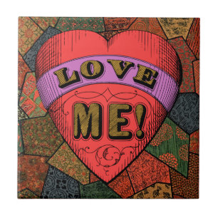 Love Me - Vintage Tattoo Hart Keramische Tegels Tegeltje