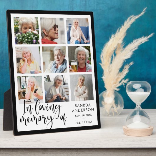 Love Memory Modern Memorial Photo Collage Plaque (Côté)